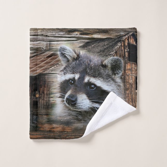 Raccoon À L'Ancienne Grange (Gant de toilette)