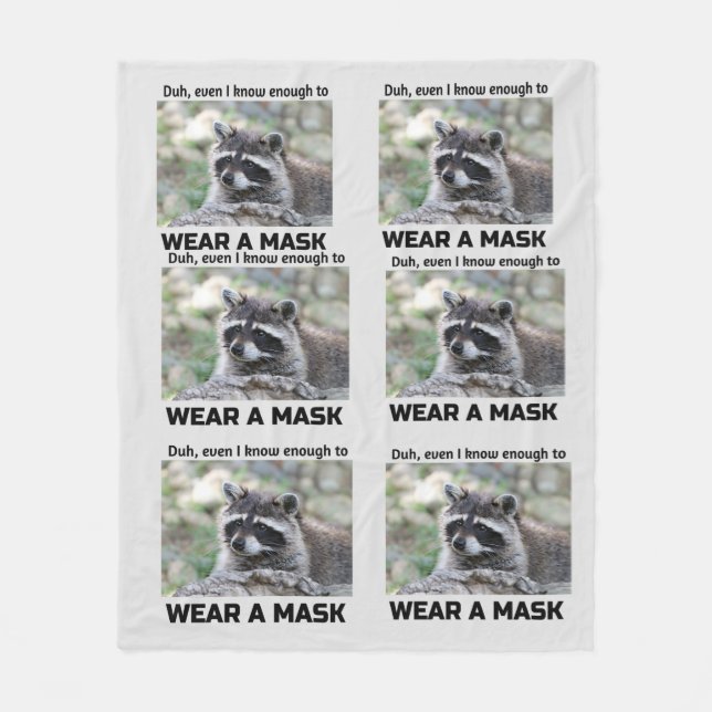 Raccoon Covid demander une couverture Masque Blanc (Devant)