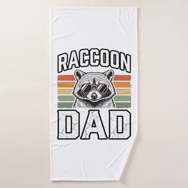 Raccoon Dad Vintage Engraving Retro Vector Design_ (Serviette de bain)