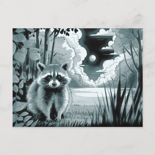 Raccoon dans la carte postale de défrichage (Devant)