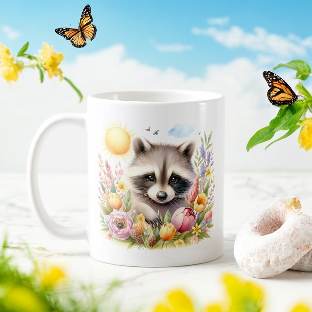Raccoon d'aquarelle de printemps - Mug d'enfant Cu (Créateur téléchargé)