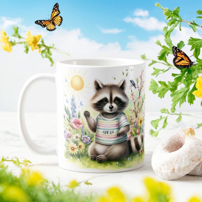 Raccoon d'aquarelle de printemps - Mug d'enfant Cu (Créateur téléchargé)