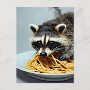 Raccoon Manger Spaghetti Carte Postale