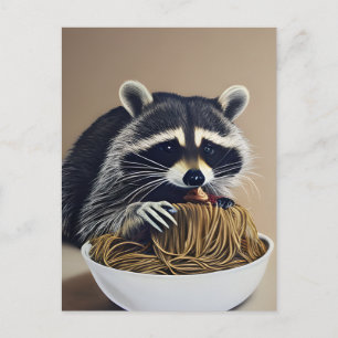 Raccoon Manger Spaghetti Carte Postale