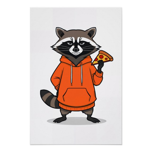 Raccoon Pizza Poster – Funny Cartoon Pizza Art (Devant)