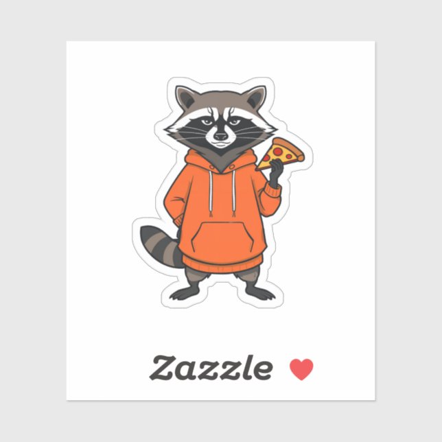 Raccoon Pizza Sticker – Cute Cartoon Scrapbooking  (Feuille)