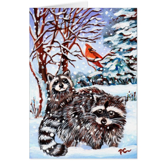 Raccoons dans la neige (Devant)