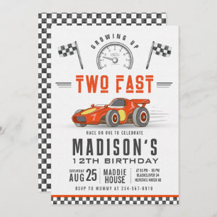 Race Car 2e anniversaire fête Editable Invitation
