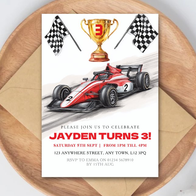 Race Car Birthday Party Invitation for Kids (Créateur téléchargé)