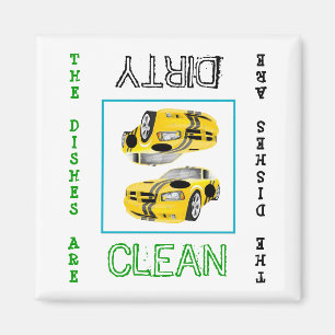 Race Car Clean Dirty Lave-vaisselle Magnet