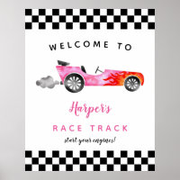 Race Car Girl Birthday Party Affiche de bienvenue