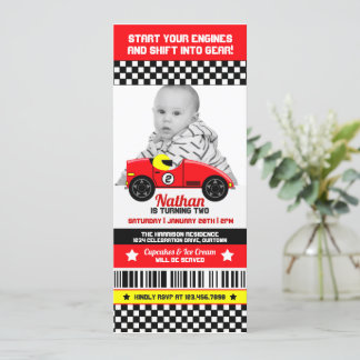 Race Car Modèle photo Anniversaire Fête Invitation