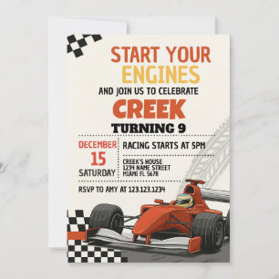Race Car Party Anniversaire Invitation