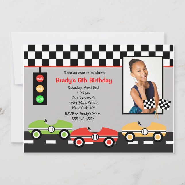 Race Car Racecar Nouvel Anniversaire Invitation 2 (Devant)
