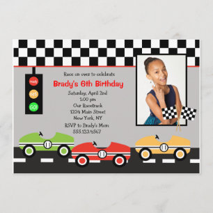 Race Car Racecar Nouvel Anniversaire Invitation 2