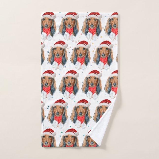 Race de chien Dachshund Noël (Serviette à main)