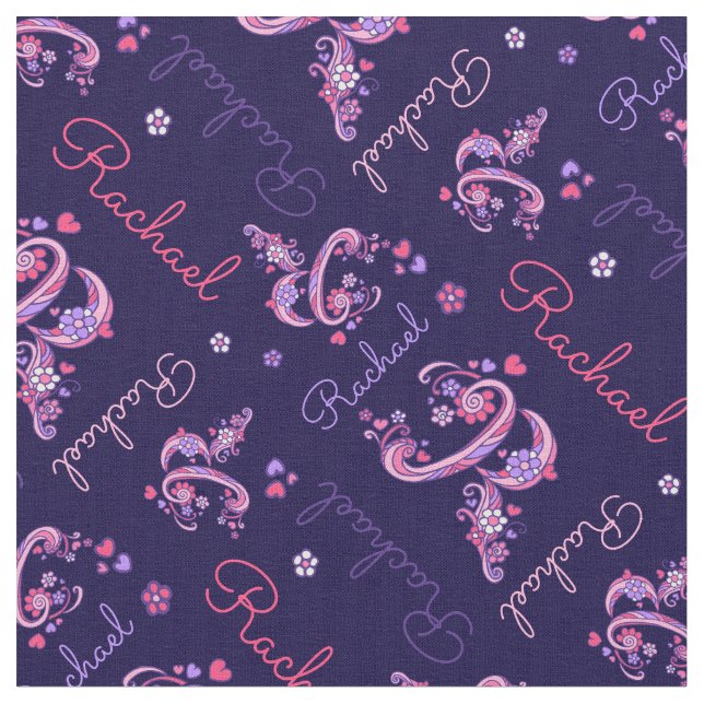 Rachael lettre R monogramme tissu de fleurs cardia (Fermer)