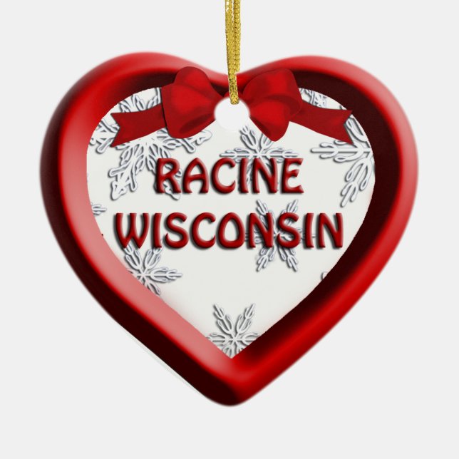 Racine Wisconsin Coeur ornement de Noël (Devant)