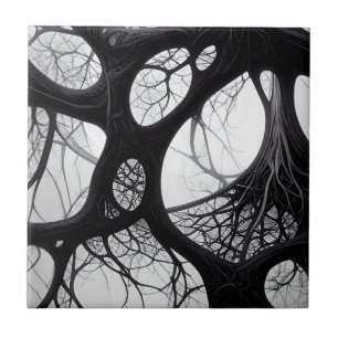 Racines organiques foncées Carreaux Abstraits