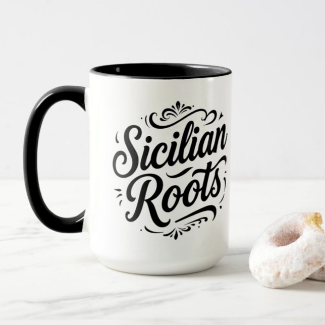 Racines siciliennes – Mug Élégant de l'Héritage It (Sicilian Roots Vintage typography design on mug for Sicily Italian heritage gift)