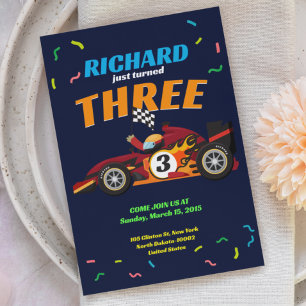 Racing Enfant's Birthday Race Car Thème Invitation