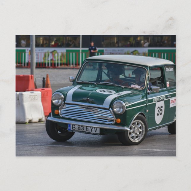 Racing Green Classic Mini Cooper carte postale voi (Devant)