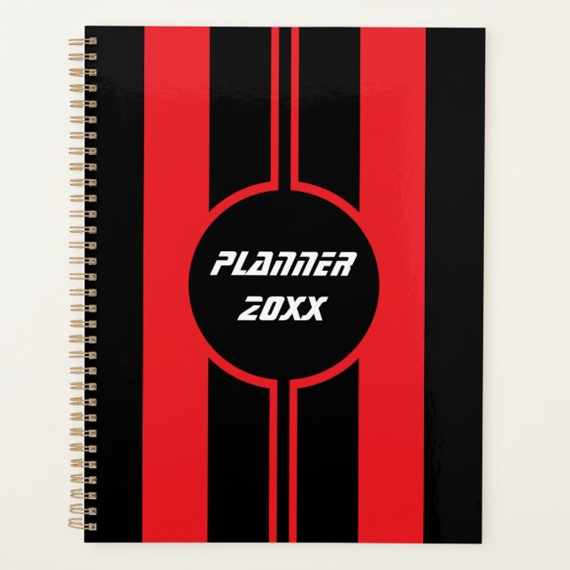 Racing Red Black Double Stripes Sports Personnalis (Devant)