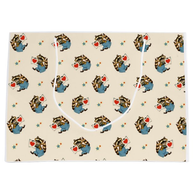 RACOON ET COEURS Sac cadeau VINTAGE (Devant)