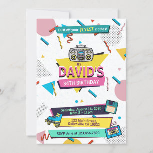 Rad 90s Memphis Syle Anniversaire Fête Invitation