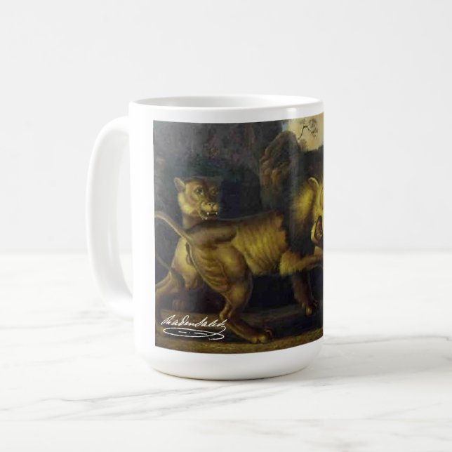 Raden Saleh® Coffee Mug 'Lions and Snake' (Devant gauche)