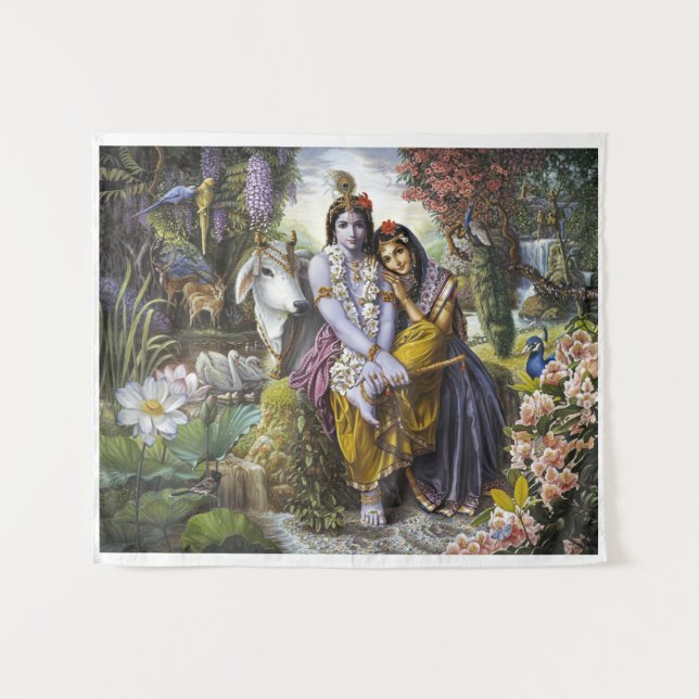 Radha Krishna Divine Tapisserie Couple (Devant (Horizontal))