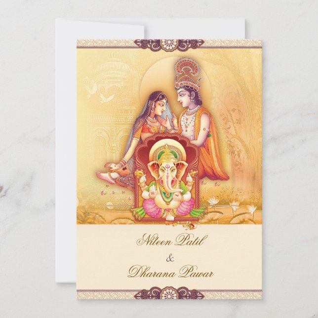 Radha Krishna Hindu Wedding Invitation (Devant)