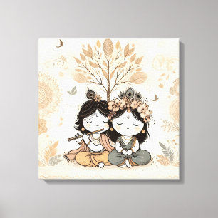 Radha Krishna Mandala Art mural   Amour Éternel 