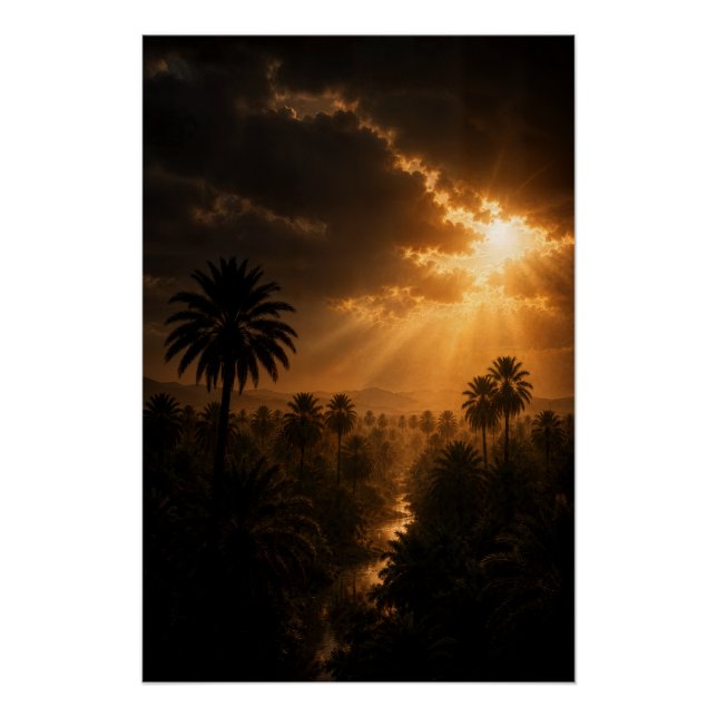 Radiant Palm Grove Chiaroscuro Poster (Devant)