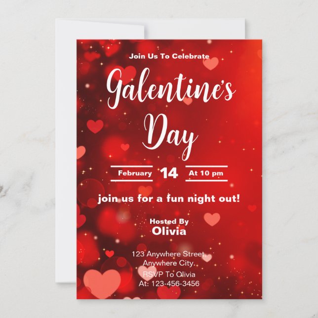 Radiant Red Galentine's Day Out Invitation (Devant)