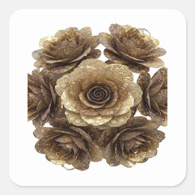 Radiant Silver GOLDEN ROSES Autocollant Design (Devant)