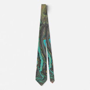 Radio King 1 Abstrait Turquoise Doré Cravate