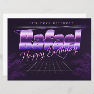 Rafael Nom Prénom lila retro Carte Anniversaire