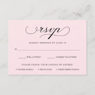Raffiné   Blush Rose RSVP avec le choix de repas