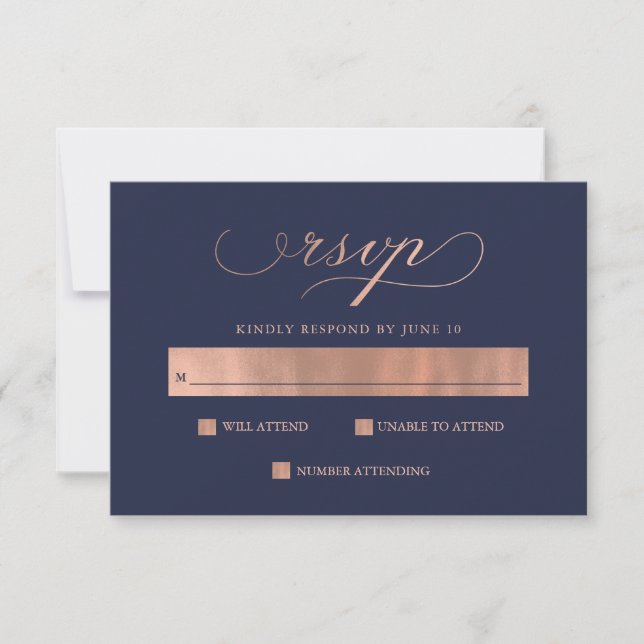 Raffiné | Faux Rose Gold Mariage Calligraphie RSVP (Devant)