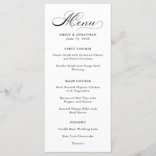Raffiné Menu Calligraphie noir et blanc