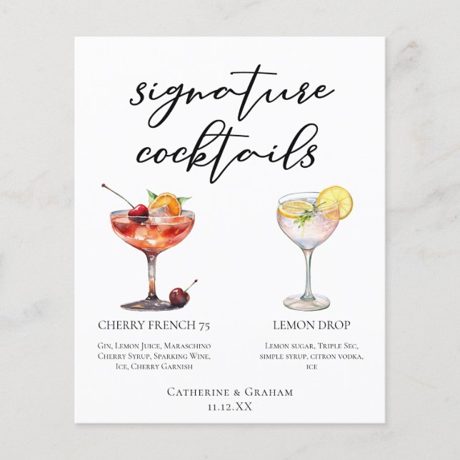 Rafraîchir Fruit Signature Cocktails Menu Mariage (Devant)