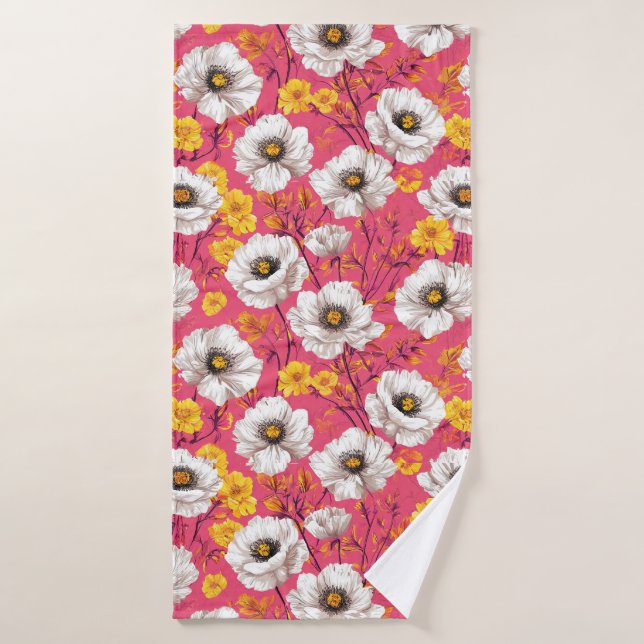 🌸 Rafraîchissement de salle de bain florale rose  (Serviette de bain)