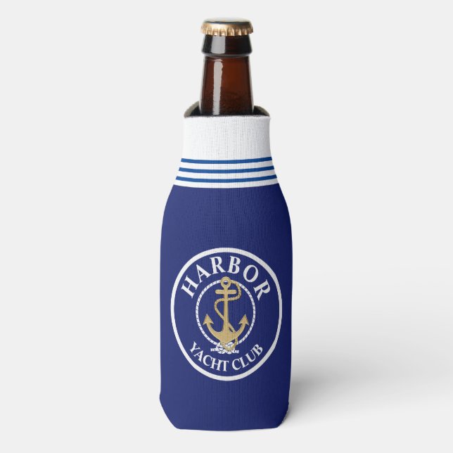 Rafraîchisseur de bouteille monogrammé bleu marine (Bottle Devant)