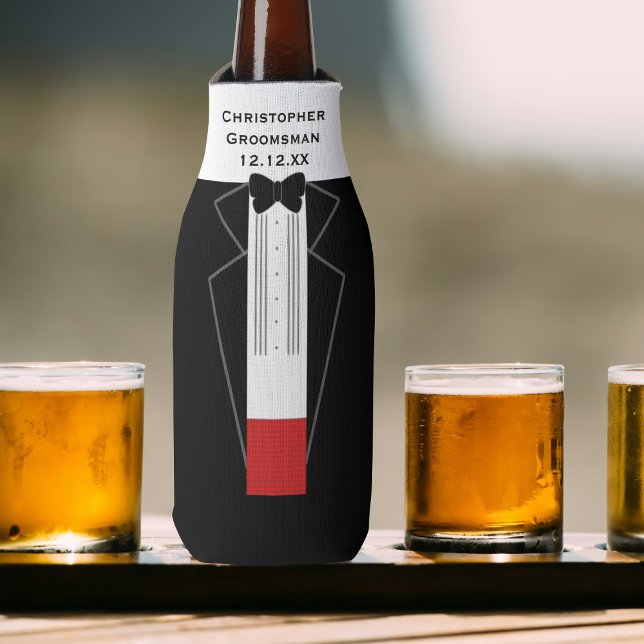 Rafraîchisseur de bouteille pour garçon d'honneur  (Perfect wedding favor for your Groomsman. Just add his name and your wedding date)