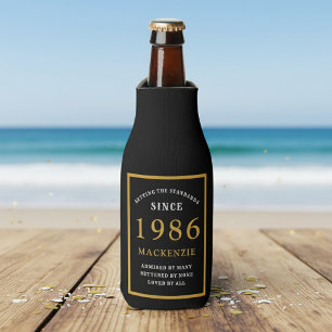 Rafraichisseur De Bouteilles 40e anniversaire 1986 Nom Élégant Chic Noir Or