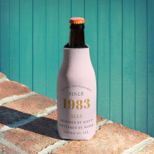 Rafraichisseur De Bouteilles 40e anniversaire Nom 1983 Rose Grey Elegant Chic