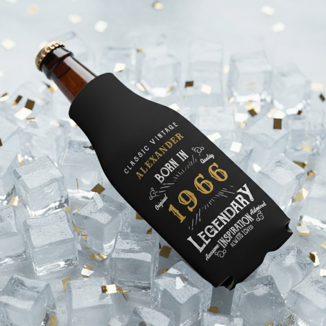 Rafraichisseur De Bouteilles 60th Birthday 1966 Name Legend Chic Black Gold (Born 1966 bottle cooler on ice.)