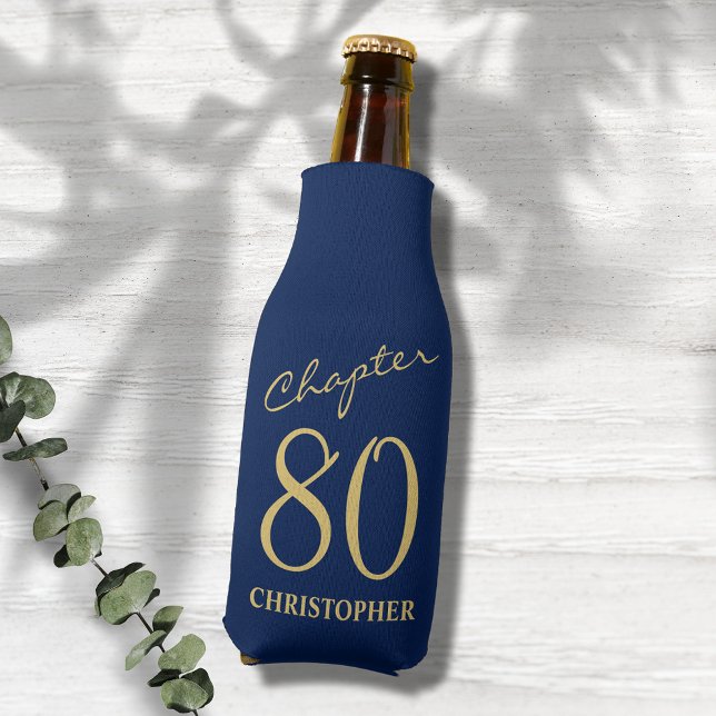 Rafraichisseur De Bouteilles 80e anniversaire Chapitre 80 Or bleu (Add a touch of class to a loved one's 80th birthday celebration with the Blue Gold bottle coolers.)