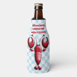 Rafraichisseur De Bouteilles Adorable Homard rouge Coeur Pincers Bleu À damier